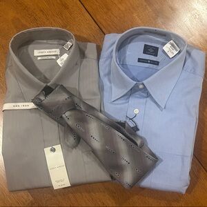 Men's Light Gray and Sky Blue Dress Shirts with Matching Tie